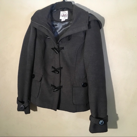 Hydraulic Jackets & Blazers - Hydraulic Gray Wool Hooded Coat, Sz L